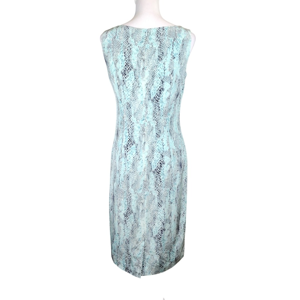 Liz Claiborne Vintage Sheath Dress‎ Womens 4 Blue Gray Silk Snakeskin Office 90s